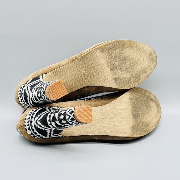 Schuler & Sons Shoes Womens 7.5 Black White Geometric Chunky Heels Anthropologie - Picture 10 of 12